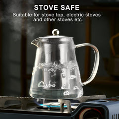 Triangle Borosilicate Glass Kettle with Stainless Steel Strainer 950ml
