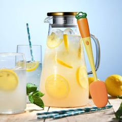 Borosilicate Glass Water Jug with Gold Lid Square Handle 1.8L