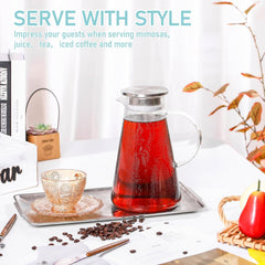 Borosilicate Glass Water Jug with Steel Lid Round Handle 1.8L