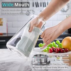 Borosilicate Glass Water Jug with Steel Lid Round Handle 1.8L