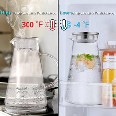 Borosilicate Glass Water Jug with Steel Lid Round Handle 1.8L