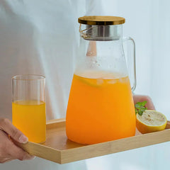 Borosilicate Glass Water Jug with Gold Lid Square Handle 1.8L