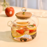 Golden Glass Kettle with Wooden Crystal Lid 1000ml
