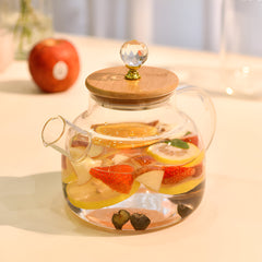 Golden Glass Kettle with Wooden Crystal Lid 1000ml