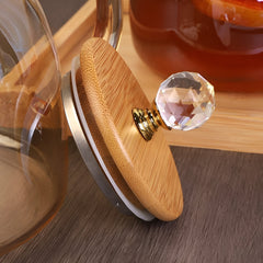 Golden Glass Kettle with Wooden Crystal Lid 1000ml