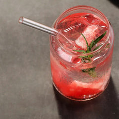 Can Shaped Glass with Glass Straw 540ml Set of 6