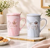 King & Queen Mug With Lid & Spoon