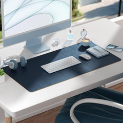 Leather Desk Mat Blue & Yellow