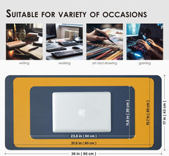 Leather Desk Mat Blue & Yellow