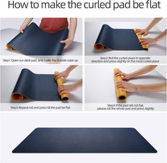 Leather Desk Mat Blue & Yellow