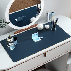 Leather Desk Mat Blue & Yellow