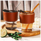 Glass Sipper with Leather sleeve 450ml Set of 2