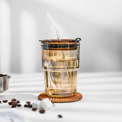 Glass Sipper with Leather sleeve 450ml Set of 2