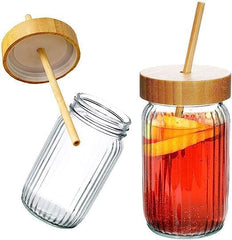 Mason Lining Glass Jar with Wooden Lid 450ml Set of 2