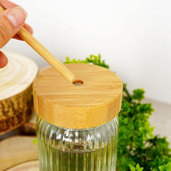 Mason Lining Glass Jar with Wooden Lid 450ml Set of 2