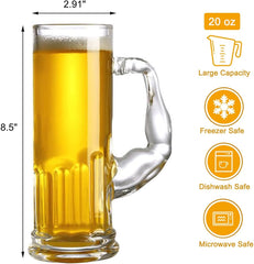 Muscle Beer Mug 600ml Set of 6