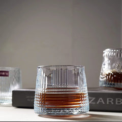 Spinning Glass Criss Cross Lines 170ml Set of 6