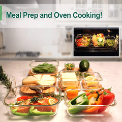 Rectangle Glass Lunch Box Set of 3 with Wooden Lid (370ml, 640ml, 1040ml)