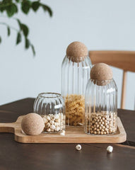 Glass Jar with Ball Cork Lid (S-500ml, M-700ml, L-1200ml) Set of 3