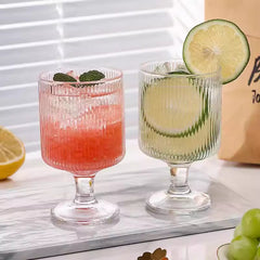 Ribbed Goblet Glass Cups 240ml Set of 6