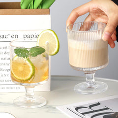 Ribbed Goblet Glass Cups 240ml Set of 6