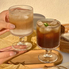 Ribbed Goblet Glass Cups 240ml Set of 6