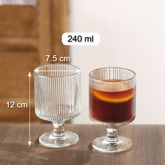 Ribbed Goblet Glass Cups 240ml Set of 6