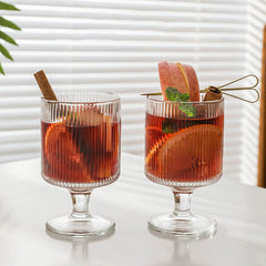 Ribbed Goblet Glass Cups 240ml Set of 6