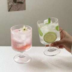 Ribbed Goblet Glass Cups 240ml Set of 6
