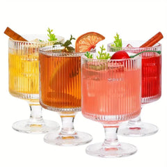 Ribbed Goblet Glass Cups 240ml Set of 6