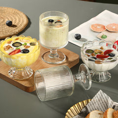 Ribbed Goblet Glass Cups 240ml Set of 6