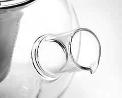 Round Borosilicate Glass Kettle 1000ml with Wide Spout & Stainless Steel Strainer