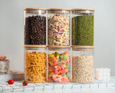 Round Glass Storage Jar with Wooden Lid 1050ml