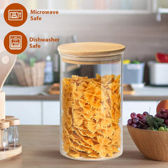 Round Glass Storage Jar with Wooden Lid 1050ml