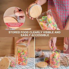 Round Glass Storage Jar with Wooden Lid 1050ml