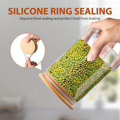 Round Glass Storage Jar with Wooden Lid 1050ml