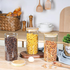 Round Glass Storage Jar with Wooden Lid 1400ml