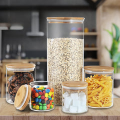Round Glass Storage Jar with Wooden Lid 1400ml