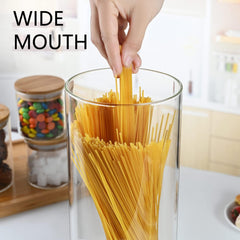 Round Glass Storage Jar with Wooden Lid 1400ml