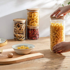 Round Glass Storage Jar with Wooden Lid 1400ml