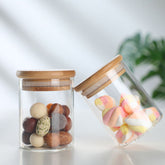 Round Glass Storage Jar with Wooden Lid 220ml