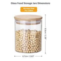 Round Glass Storage Jar with Wooden Lid 220ml