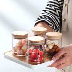 Round Glass Storage Jar with Wooden Lid 220ml