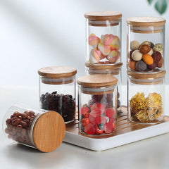 Round Glass Storage Jar with Wooden Lid 220ml