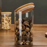 Round Glass Storage Jar with Wooden Lid 320ml