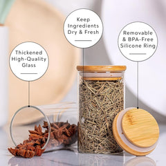 Round Glass Storage Jar with Wooden Lid 320ml