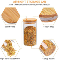 Round Glass Storage Jar with Wooden Lid 320ml