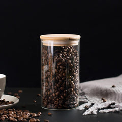 Round Glass Storage Jar with Wooden Lid 320ml