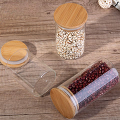 Round Glass Storage Jar with Wooden Lid 320ml