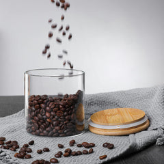 Round Glass Storage Jar with Wooden Lid 685ml